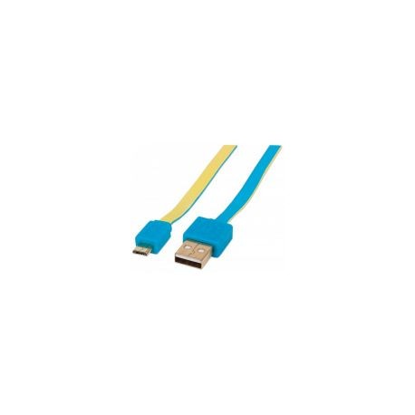 Cable Usb Manhattan V2.0 A-Micro B 1.0M Plano Azul/Amarillo 391436