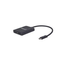 Adaptador Manhattan Usb-C Macho A 2 Puertos Displayport Hembra Negro 152952