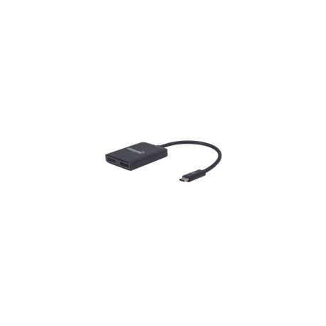 Adaptador Manhattan Usb-C Macho A 2 Puertos Displayport Hembra Negro 152952