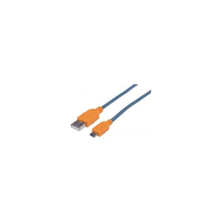 Cable Manhattan Usb V2.0 A-Micro B 1.0M Textil Azul-Naranja 352734